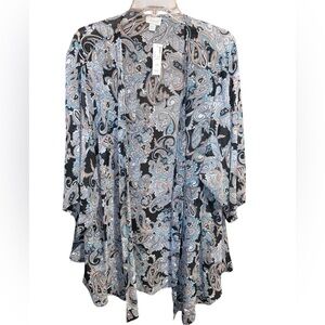 NWT Avenue size 22/24 semi sheer Paisley open cardigan kimono